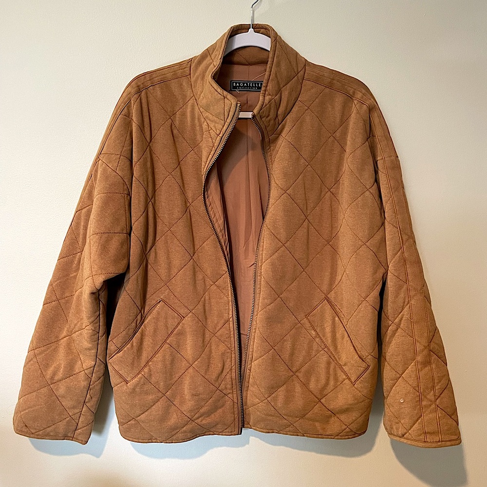 Camel Quilted Zip Up Jacket - Bagatelle, XS NWT